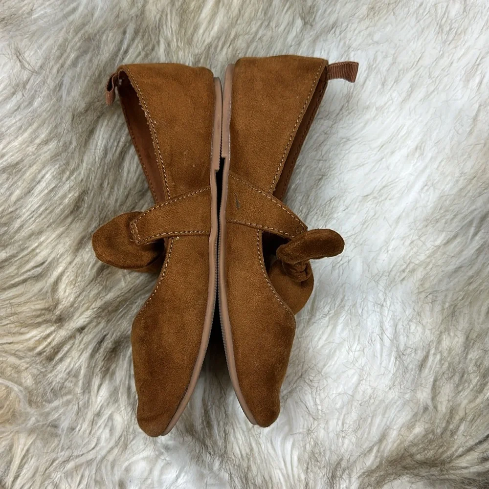 Size 10 Old Navy Brown Suede Slip-On Ballet Bow Shoes